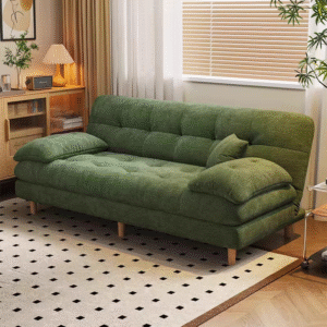 120 cm Chenille Folding Sofa Bed — Vintage Green